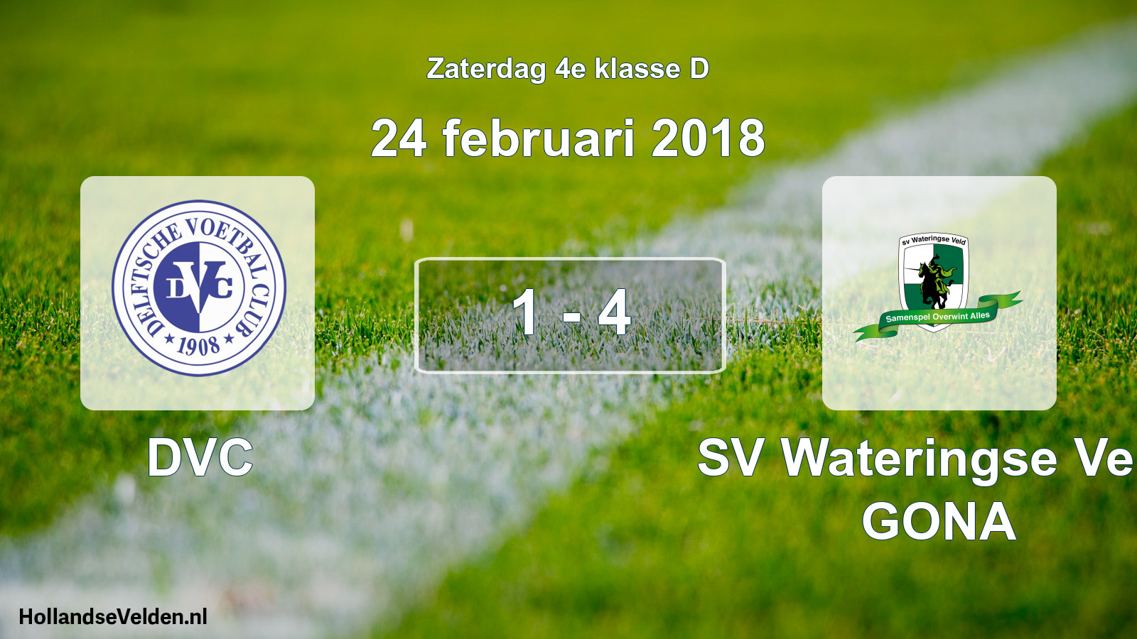 Total number of matches played: DVC - SV Wateringse Veld GONA 1 - 4 (24 February 2018)