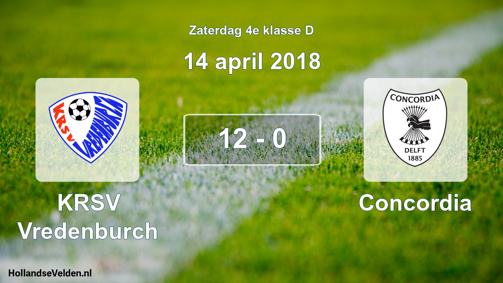 Total number of matches played: KRSV Vredenburch - Concordia 12 - 0 (14 April 2018)