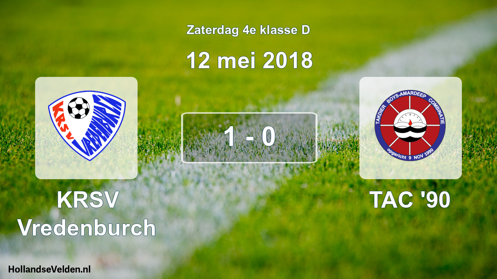 Total number of matches played: KRSV Vredenburch - TAC '90 1 - 0 (12 May 2018)