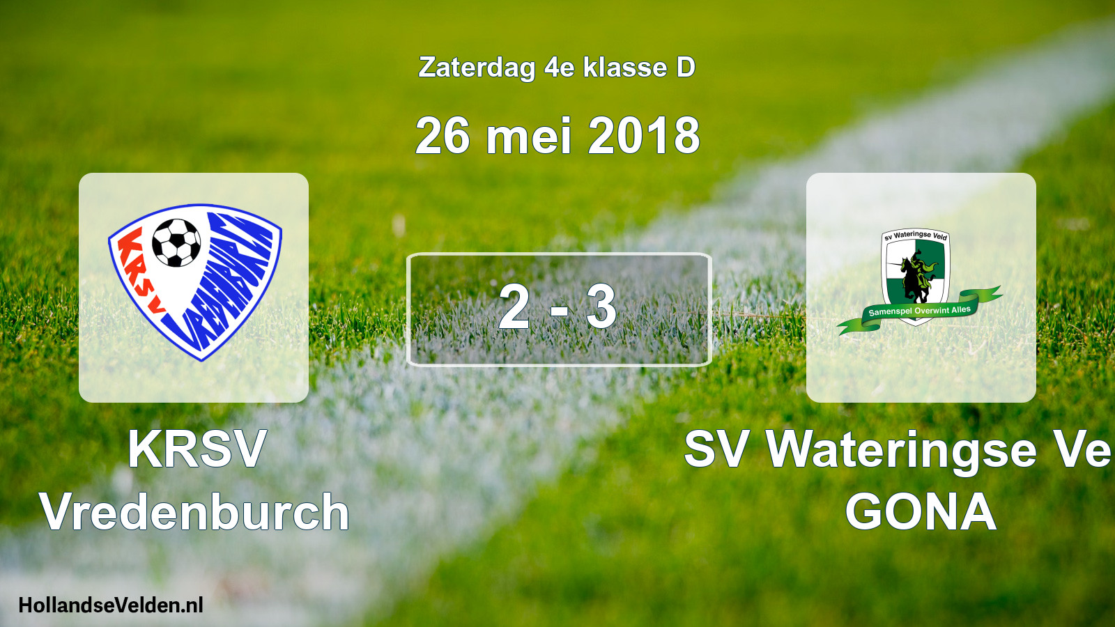 Total number of matches played: KRSV Vredenburch - SV Wateringse Veld GONA 2 - 3 (26 May 2018)