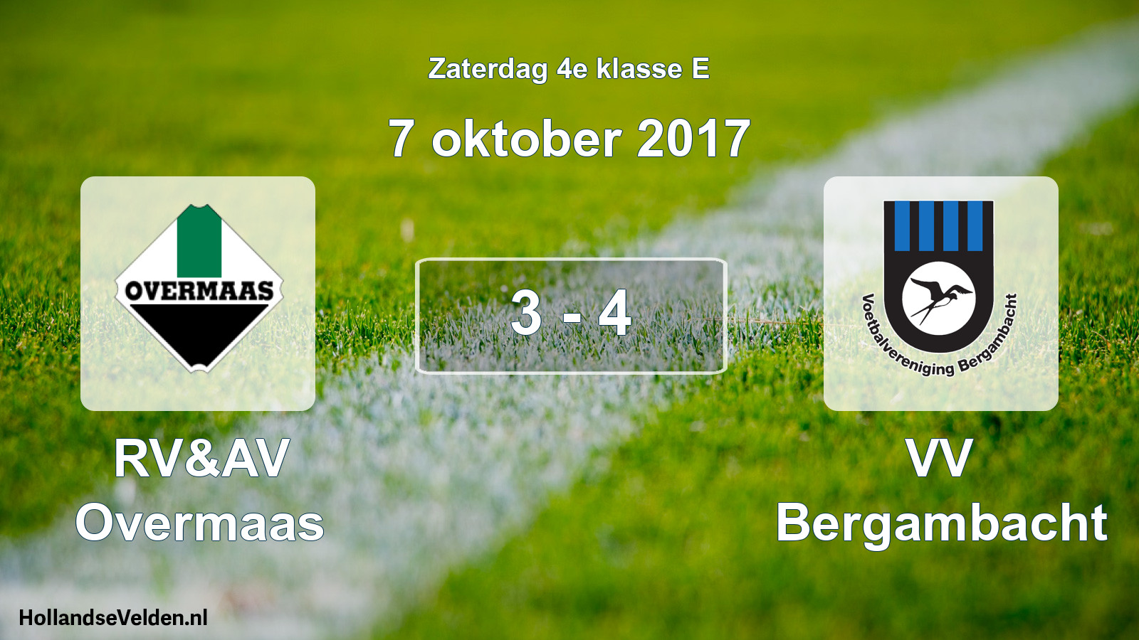 Total number of matches played: RV&AV Overmaas - VV Bergambacht 3 - 4 (7 October 2017)