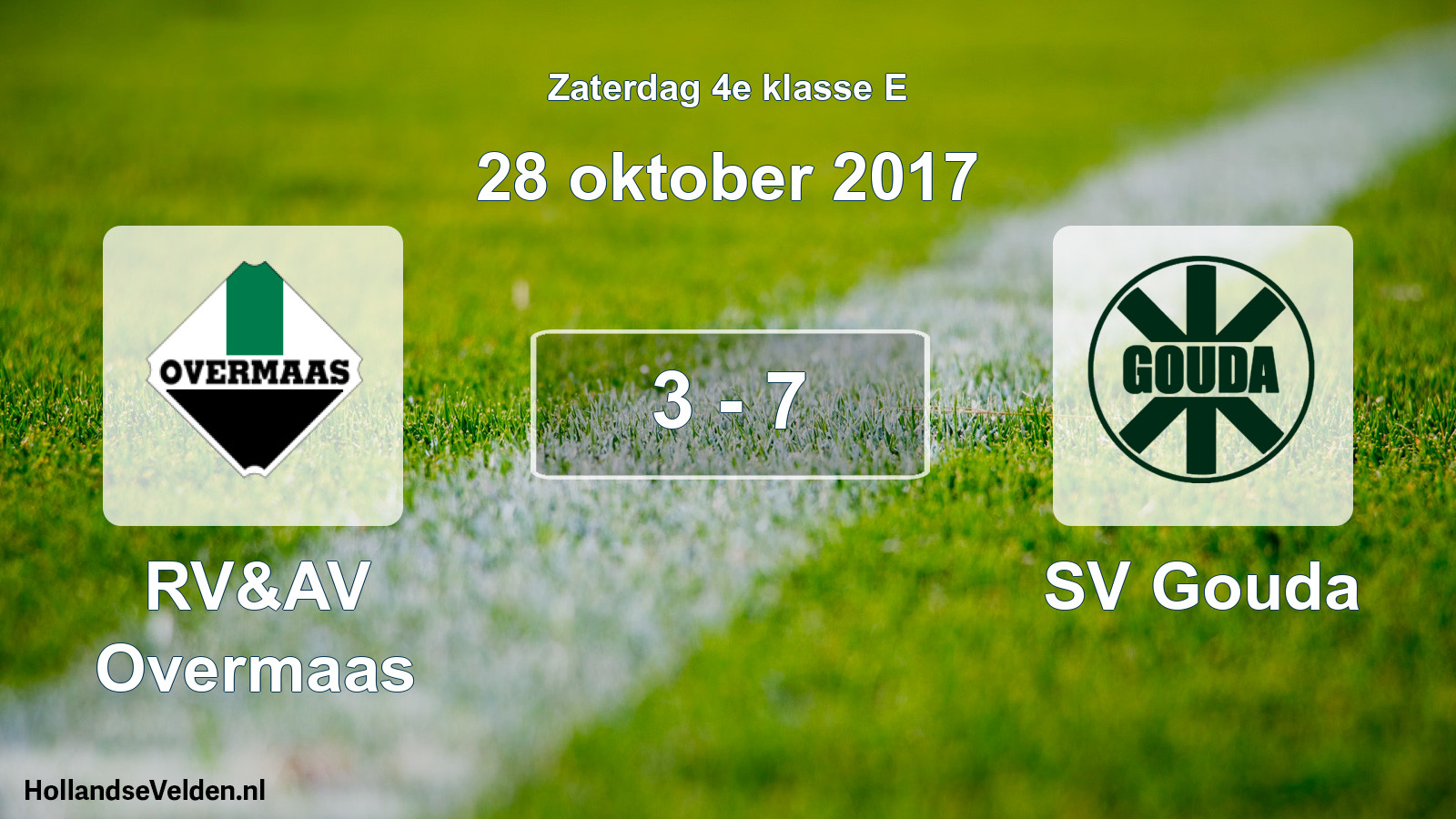 Total number of matches played: RV&AV Overmaas - SV Gouda 3 - 7 (28 October 2017)