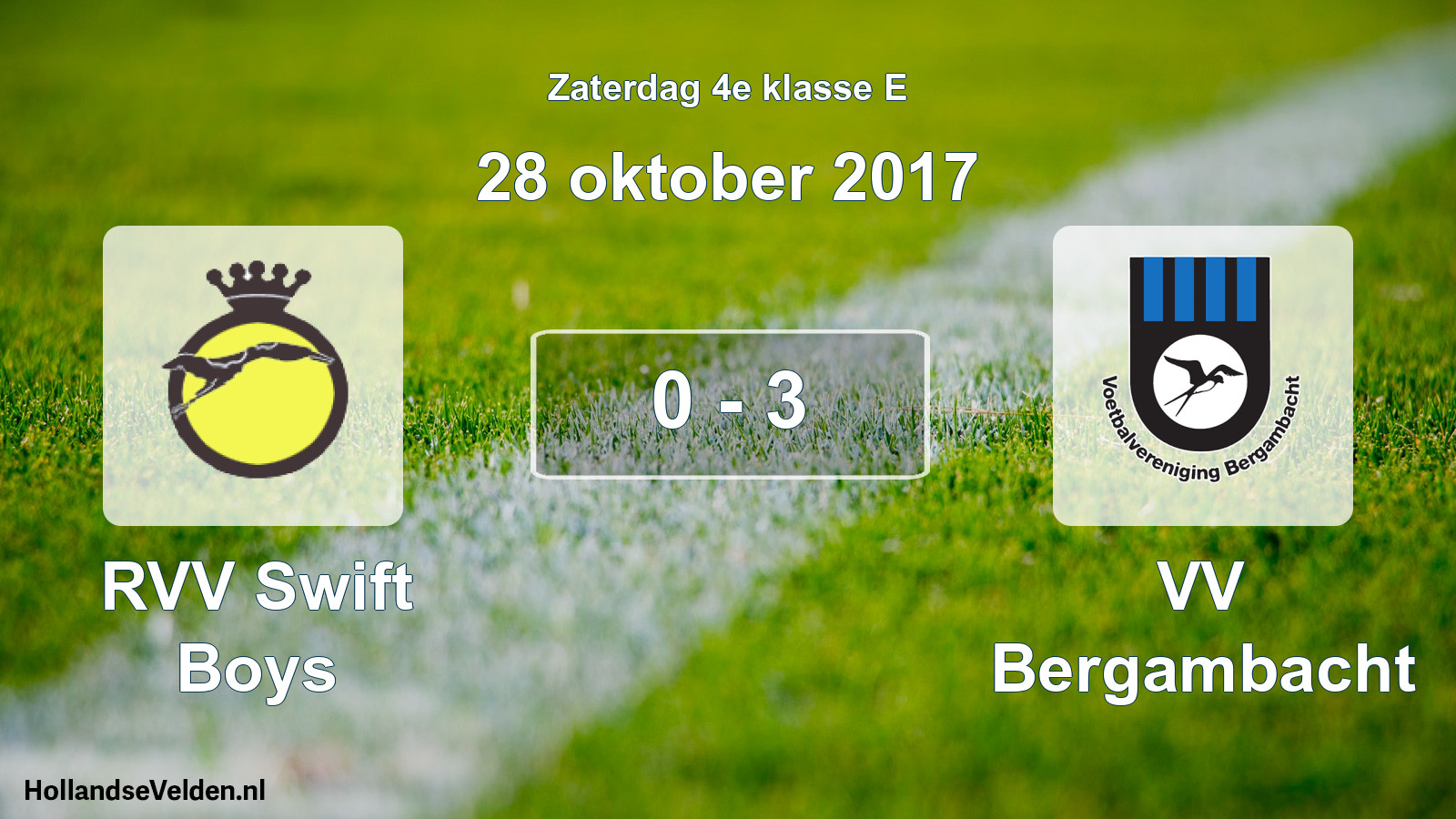 Total number of matches played: RVV Swift Boys - VV Bergambacht 0 - 3 (28 October 2017)