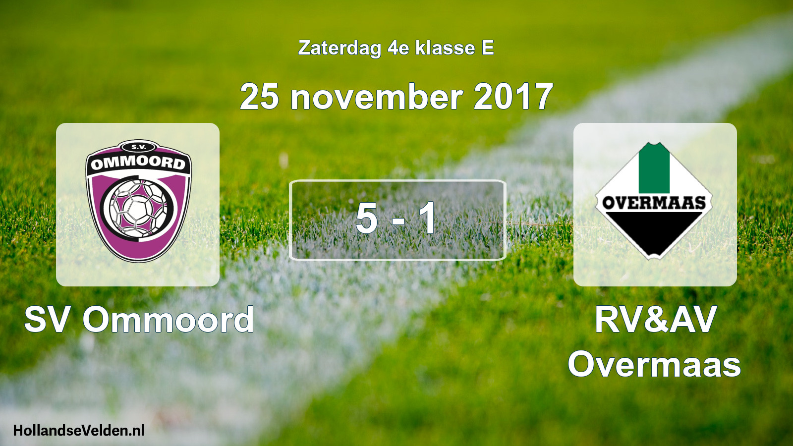Total number of matches played: SV Ommoord - RV&AV Overmaas 5 - 1 (25 November 2017)