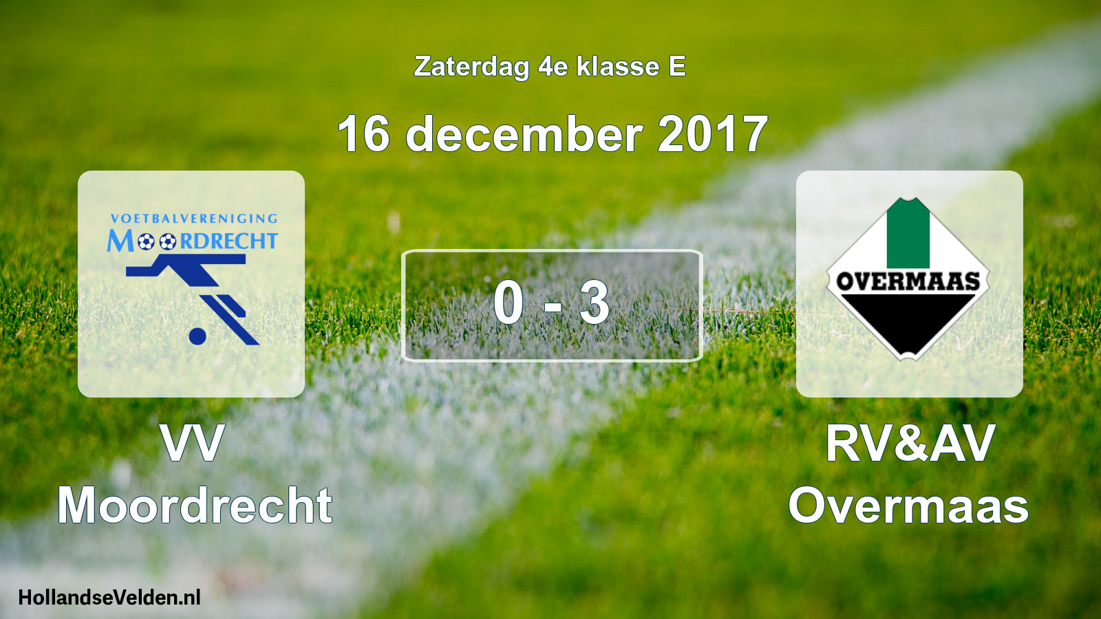 Total number of matches played: VV Moordrecht - RV&AV Overmaas 0 - 3 (16 December 2017)