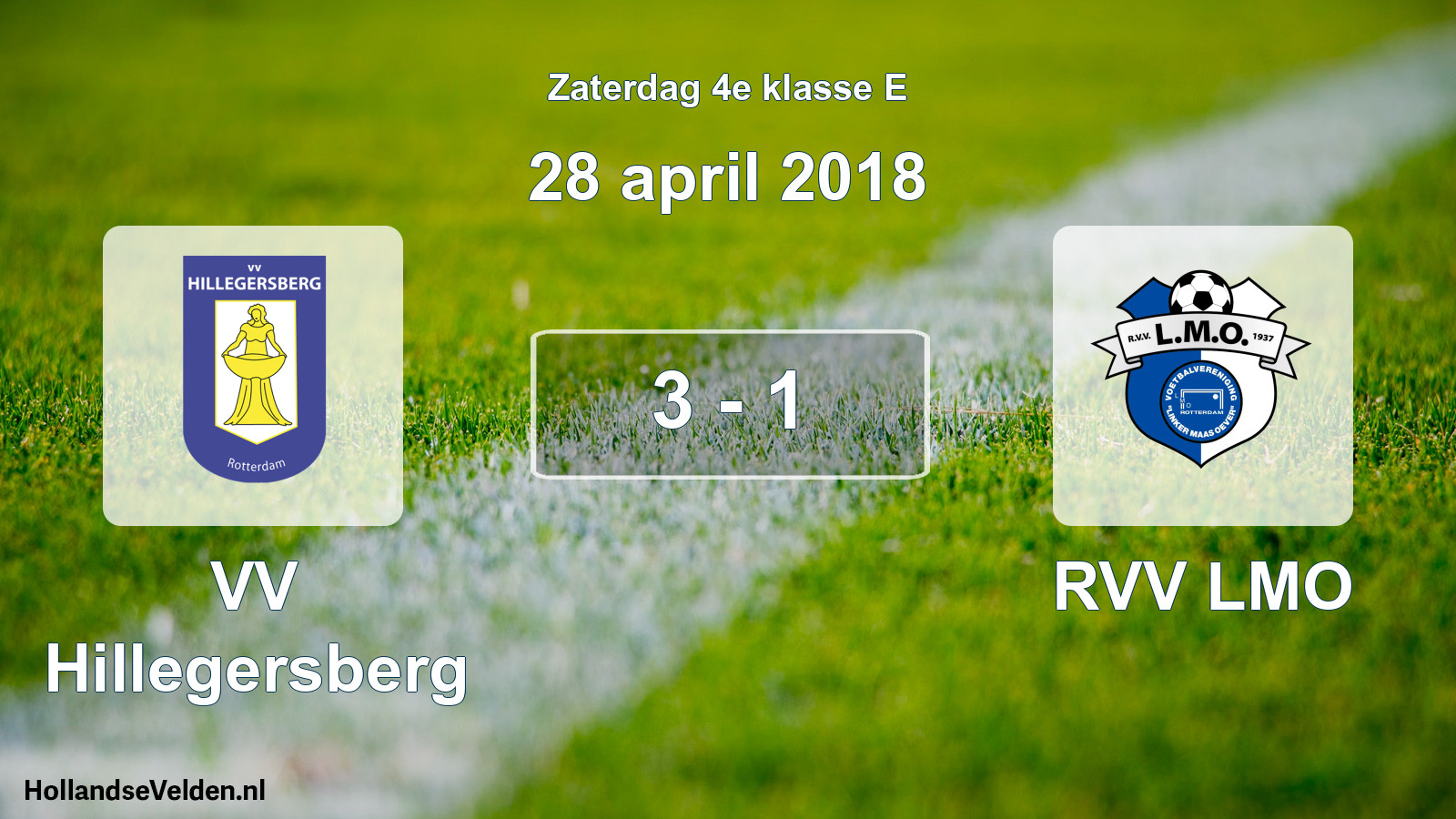 Total number of matches played: VV Hillegersberg - RVV LMO 3 - 1 (28 April 2018)