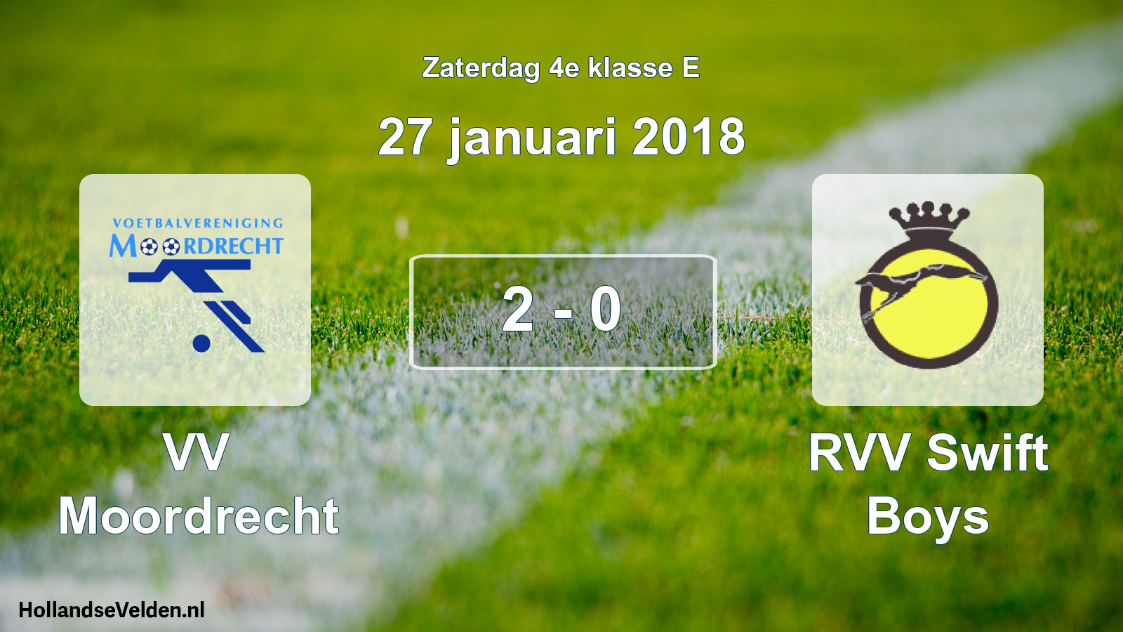 Total number of matches played: VV Moordrecht - RVV Swift Boys 2 - 0 (27 January 2018)