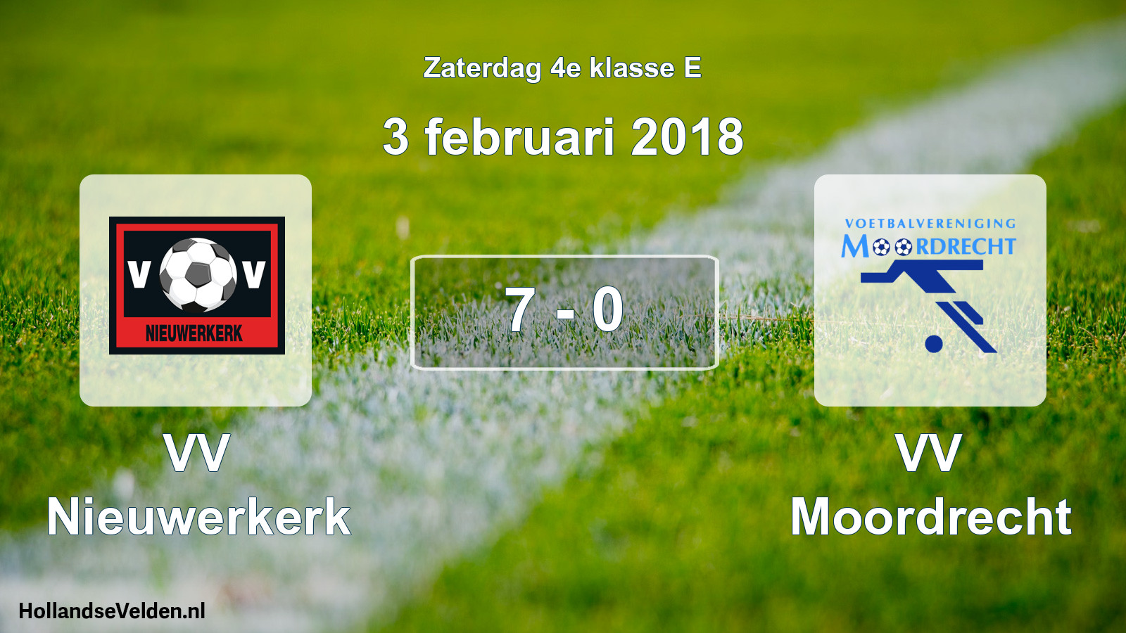 Total number of matches played: VV Nieuwerkerk - VV Moordrecht 7 - 0 (3 February 2018)