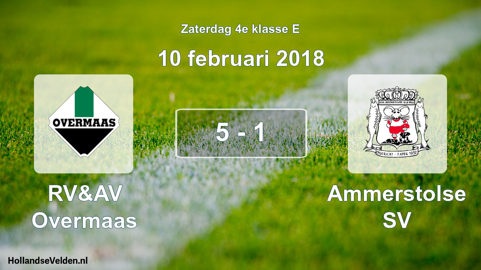 Total number of matches played: RV&AV Overmaas - Ammerstolse SV 5 - 1 (10 February 2018)