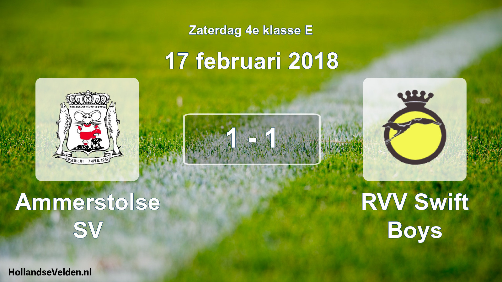 Total number of matches played: Ammerstolse SV - RVV Swift Boys 1 - 1 (17 February 2018)