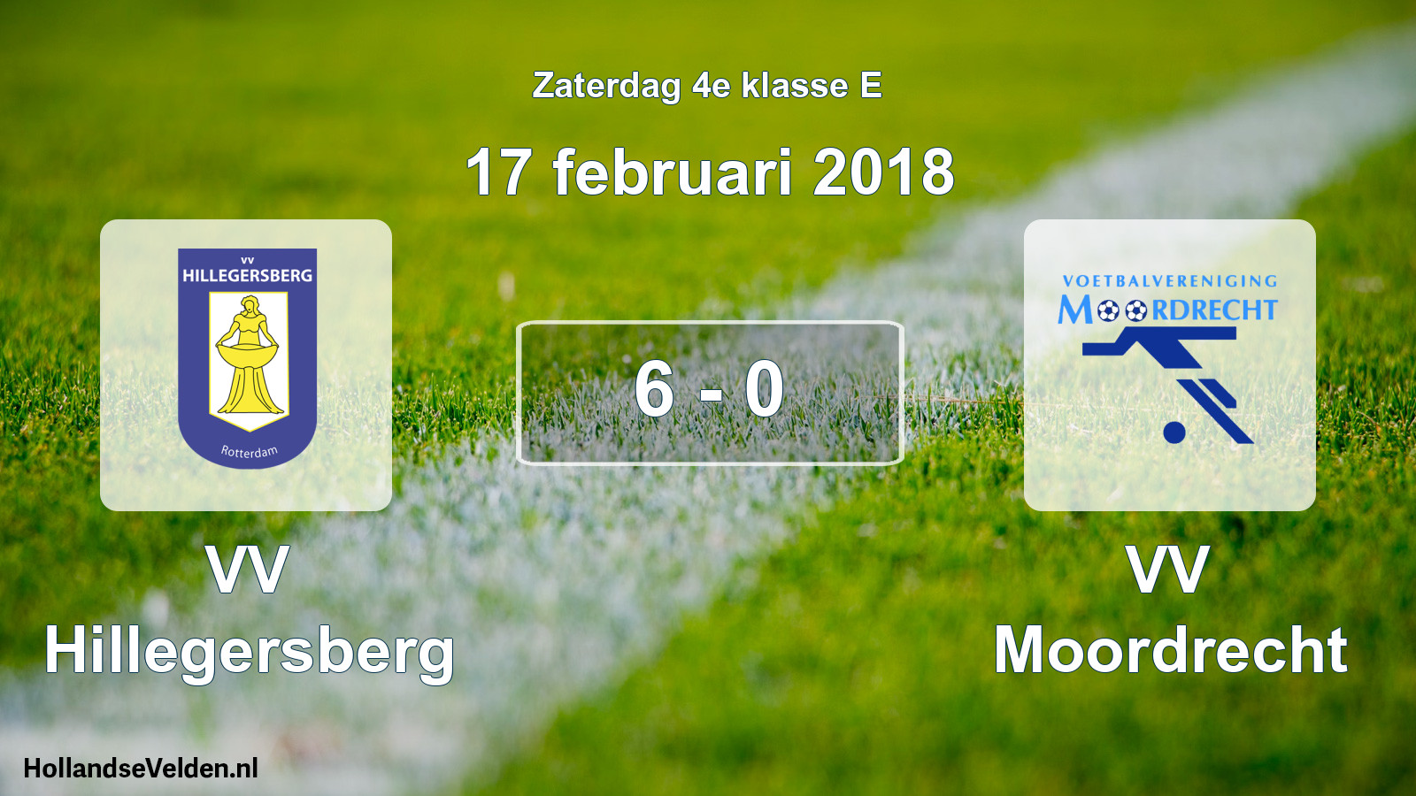 Total number of matches played: VV Hillegersberg - VV Moordrecht 6 - 0 (17 February 2018)