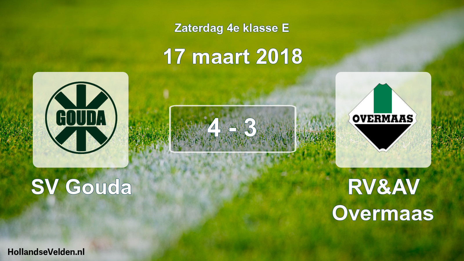 Total number of matches played: SV Gouda - RV&AV Overmaas 4 - 3 (17 March 2018)