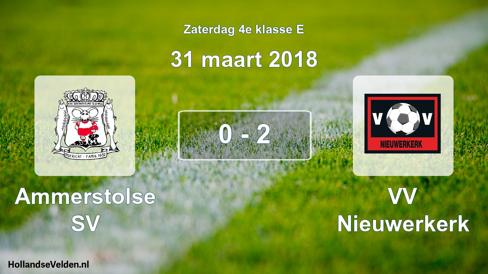 Total number of matches played: Ammerstolse SV - VV Nieuwerkerk 0 - 2 (31 March 2018)