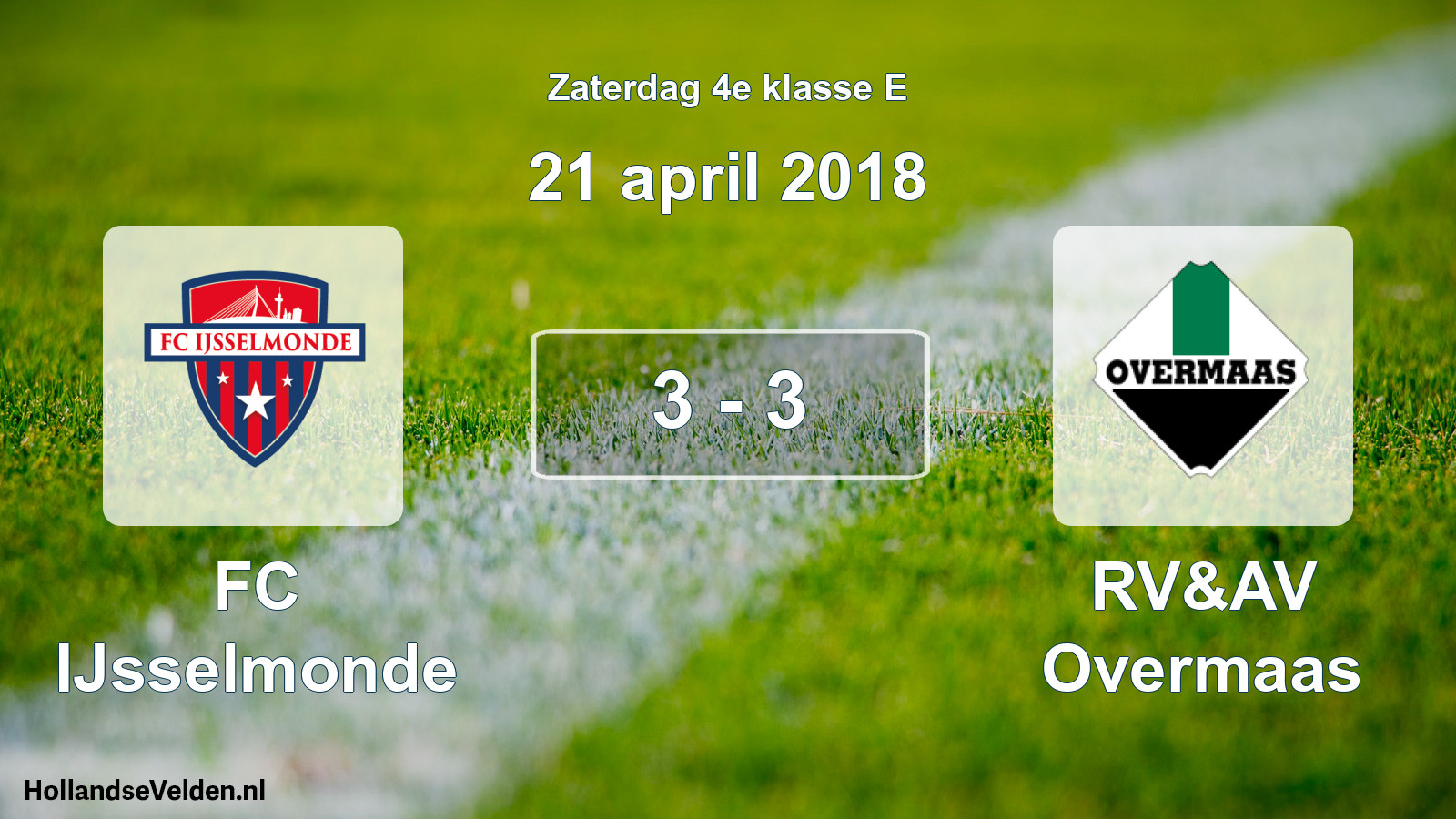 Total number of matches played: FC IJsselmonde - RV&AV Overmaas 3 - 3 (21 April 2018)
