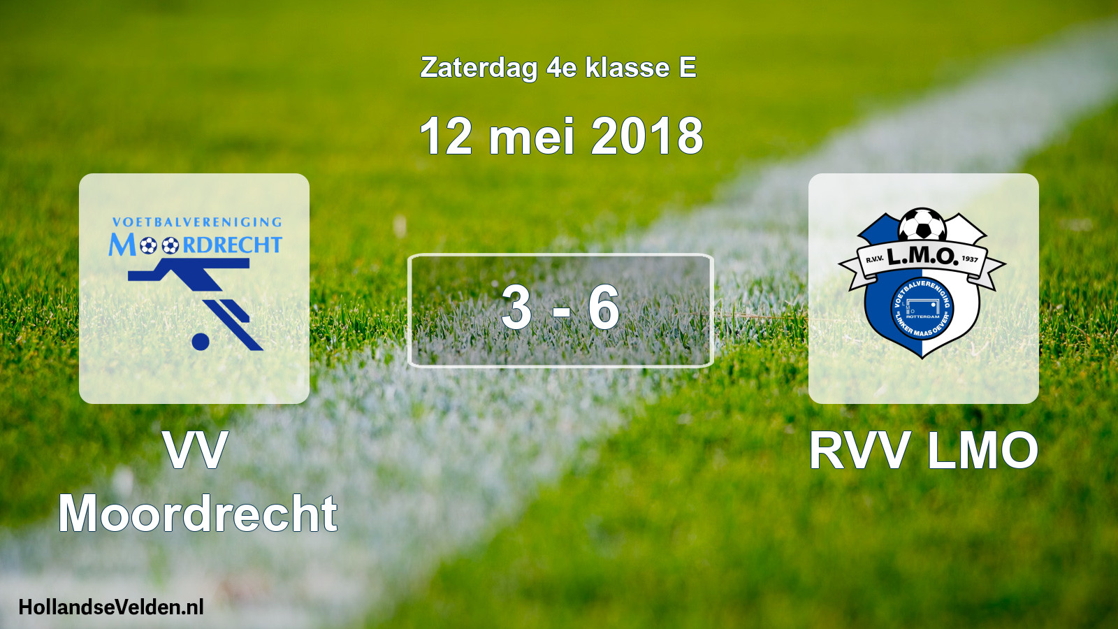 Total number of matches played: VV Moordrecht - RVV LMO 3 - 6 (12 May 2018)