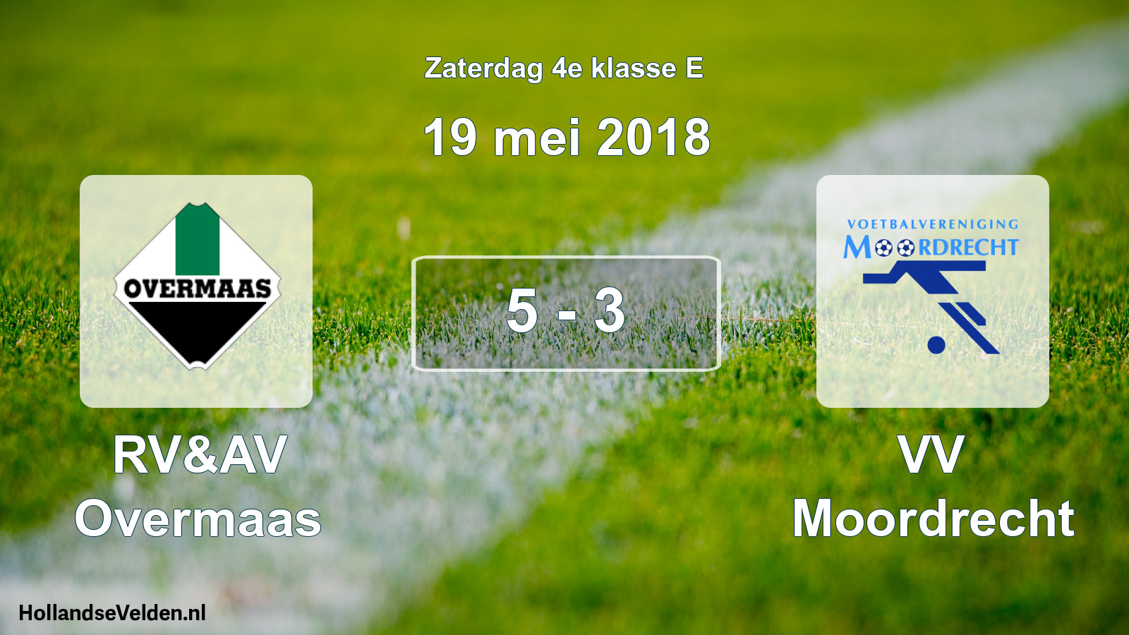Total number of matches played: RV&AV Overmaas - VV Moordrecht 5 - 3 (19 May 2018)