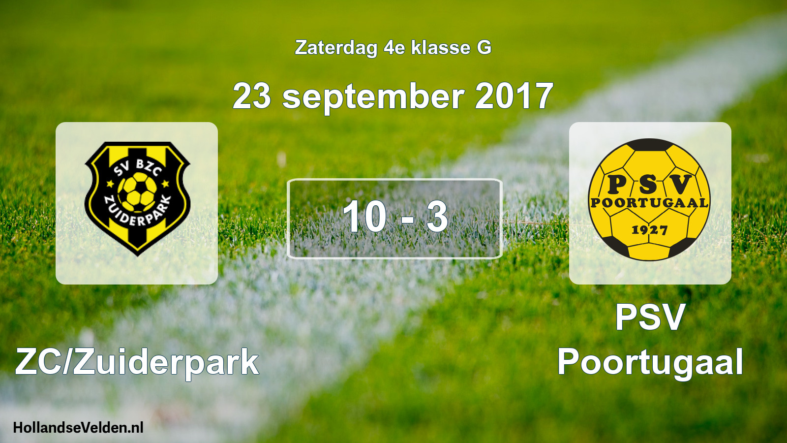 Total number of matches played: BZC/Zuiderpark - PSV Poortugaal 10 - 3 (23 September 2017)