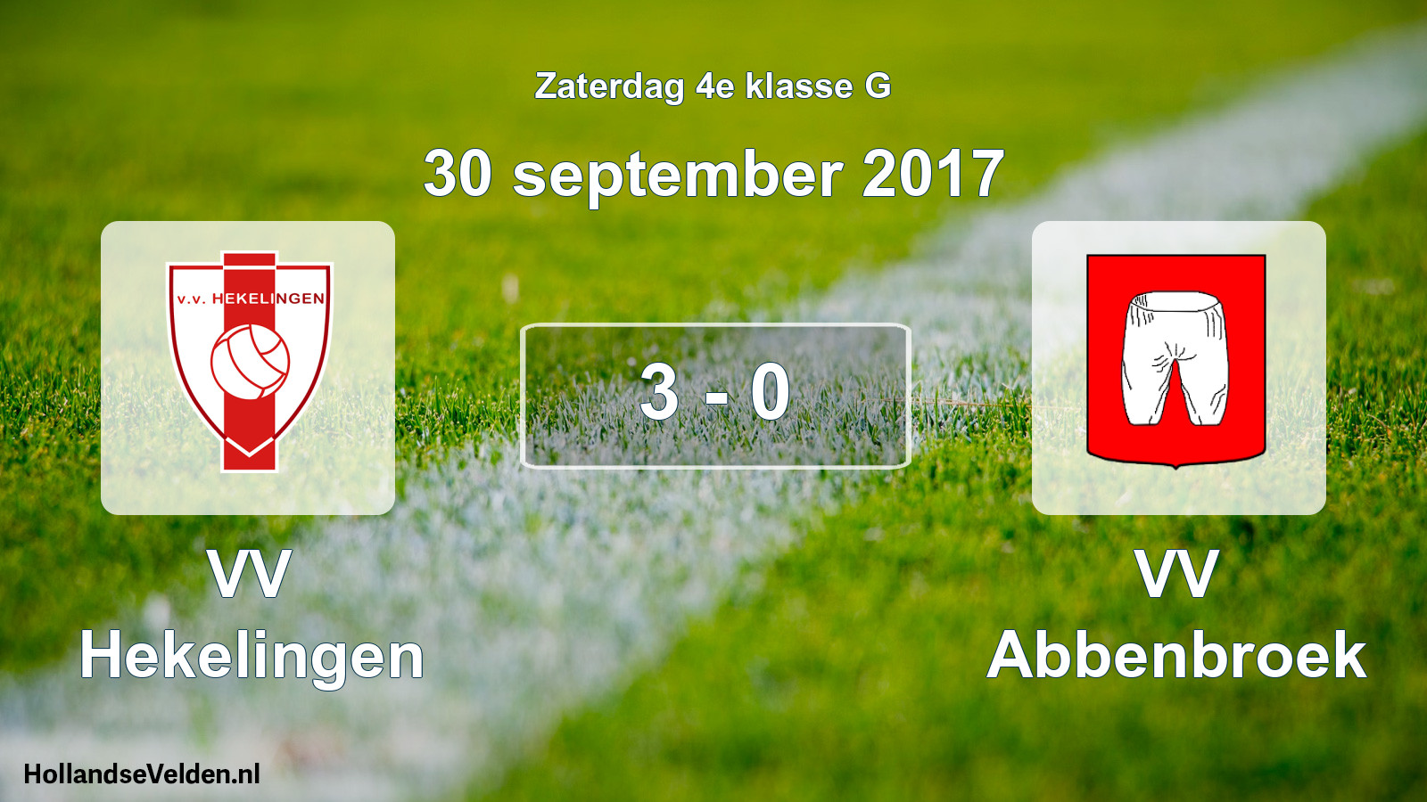 Total number of matches played: VV Hekelingen - VV Abbenbroek 3 - 0 (30 September 2017)