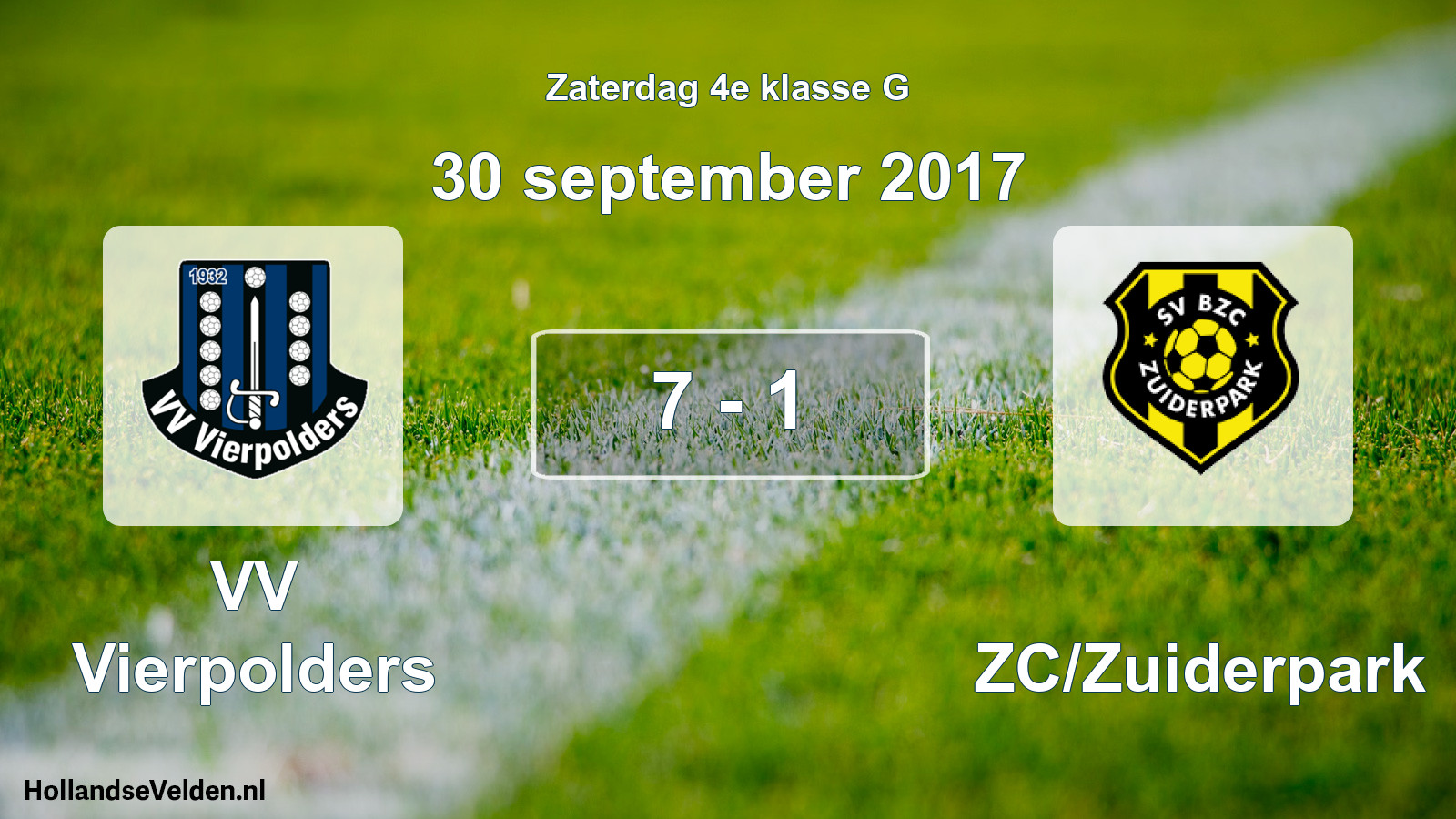 Total number of matches played: VV Vierpolders - BZC/Zuiderpark 7 - 1 (30 September 2017)