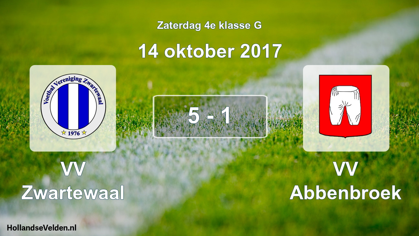 Total number of matches played: VV Zwartewaal - VV Abbenbroek 5 - 1 (14 October 2017)