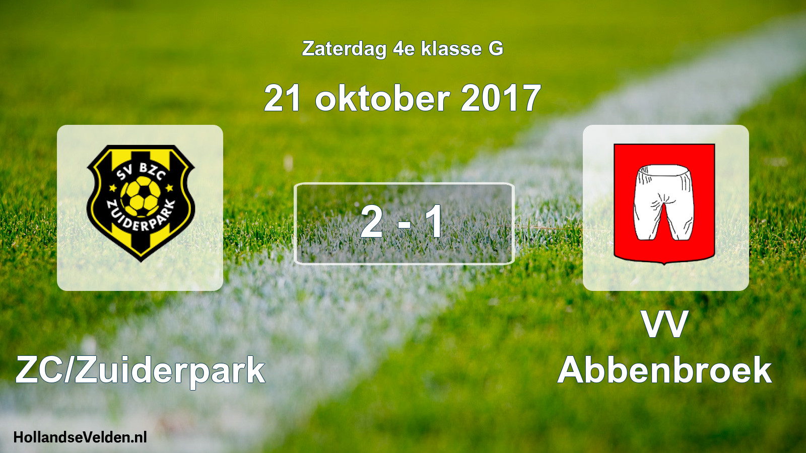 Total number of matches played: BZC/Zuiderpark - VV Abbenbroek 2 - 1 (21 October 2017)