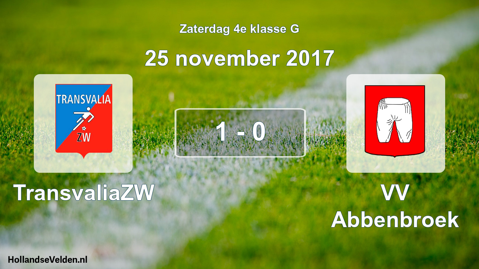 Total number of matches played: TransvaliaZW - VV Abbenbroek 1 - 0 (25 November 2017)