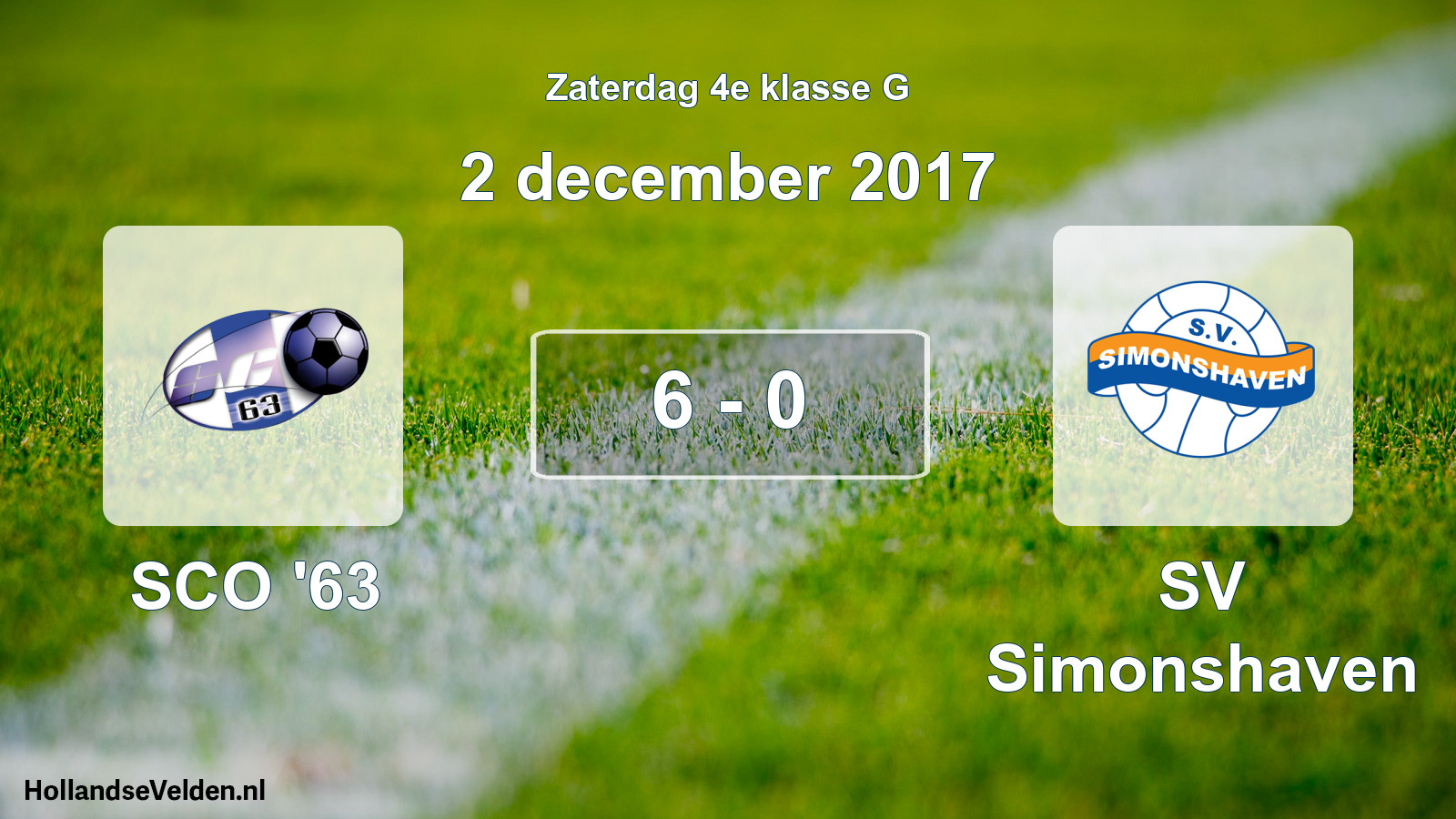 Total number of matches played: SCO '63 - SV Simonshaven 6 - 0 (2 December 2017)