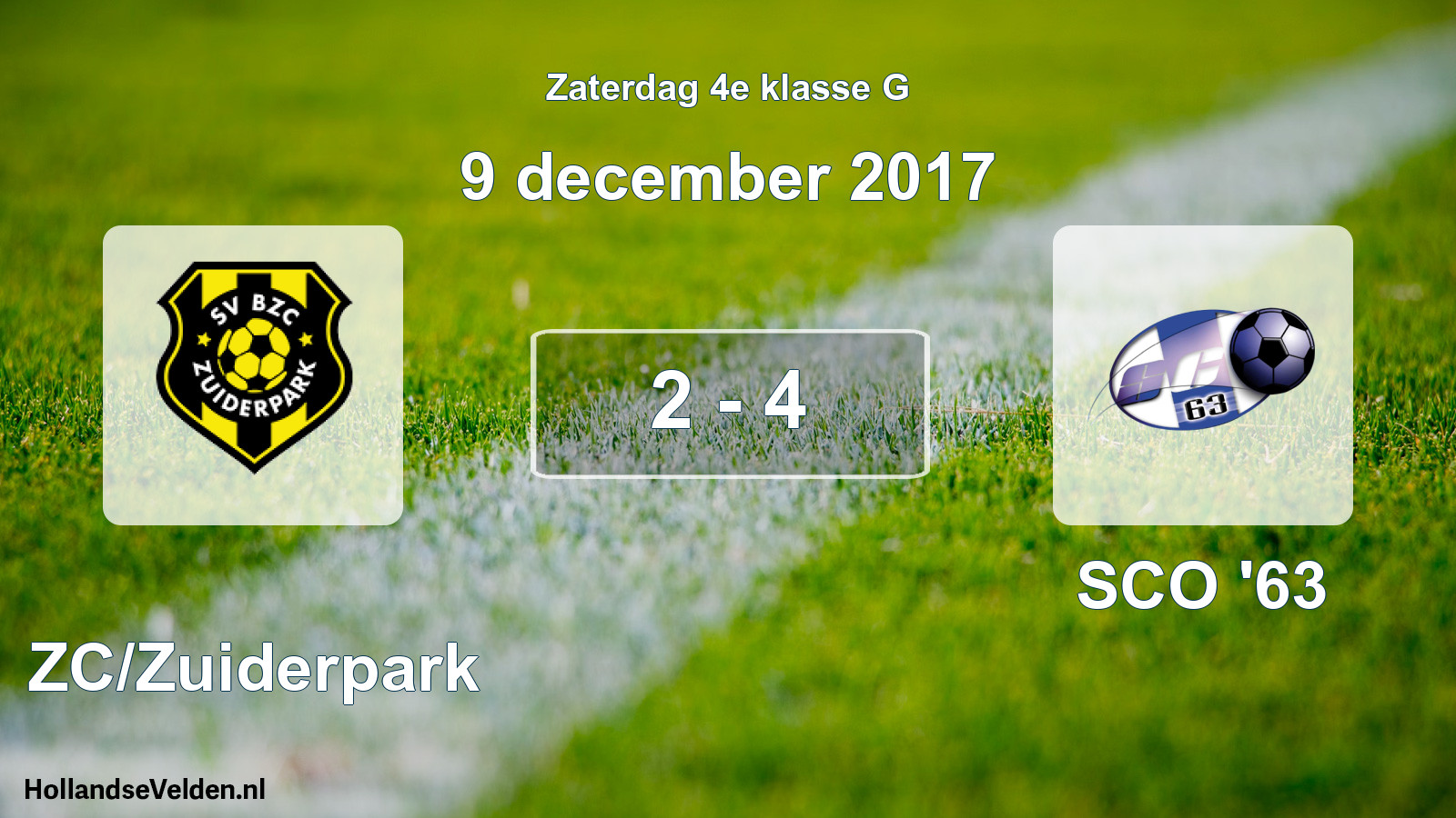 Total number of matches played: BZC/Zuiderpark - SCO '63 2 - 4 (9 December 2017)