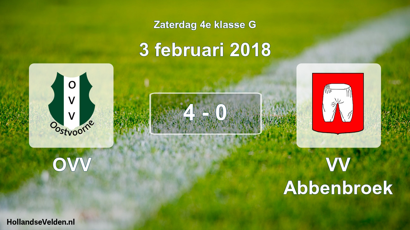 Total number of matches played: OVV - VV Abbenbroek 4 - 0 (3 February 2018)