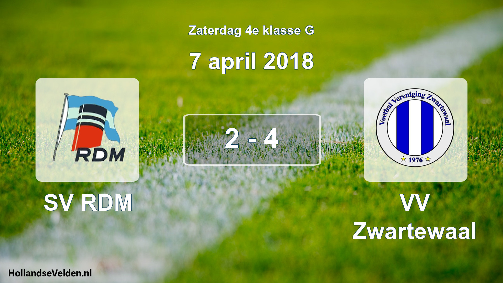 Total number of matches played: SV RDM - VV Zwartewaal 2 - 4 (7 April 2018)