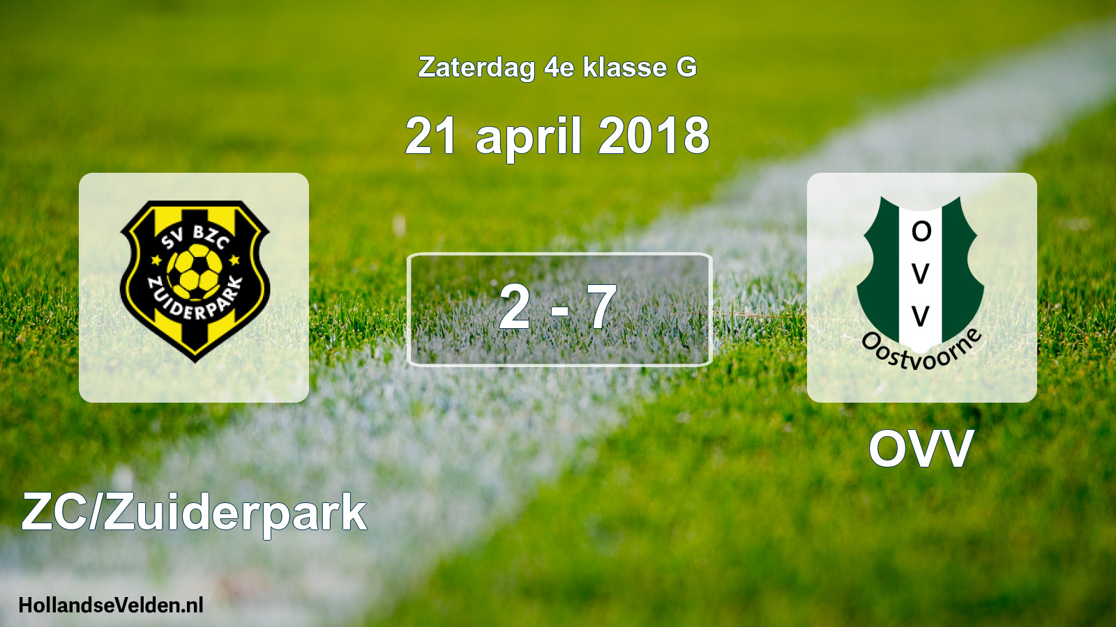 Total number of matches played: BZC/Zuiderpark - OVV 2 - 7 (21 April 2018)