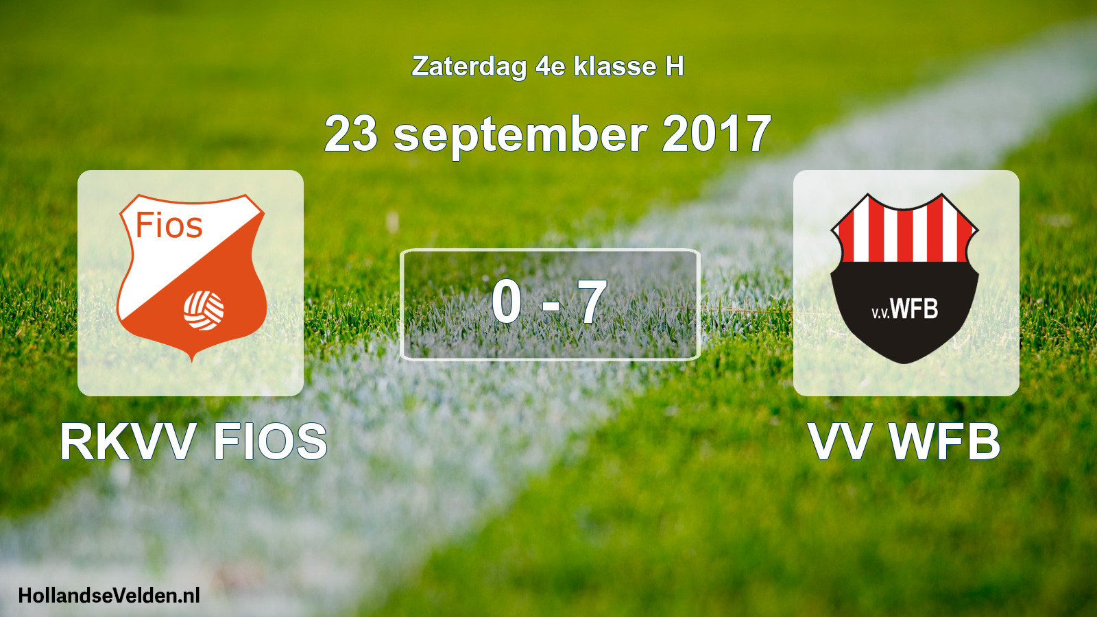 Total number of matches played: RKVV FIOS - VV WFB 0 - 7 (23 September 2017)