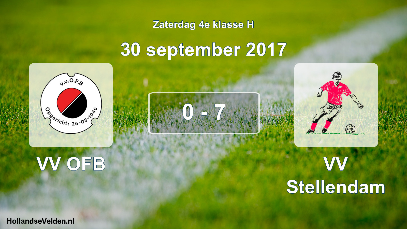 Total number of matches played: VV OFB - VV Stellendam 0 - 7 (30 September 2017)