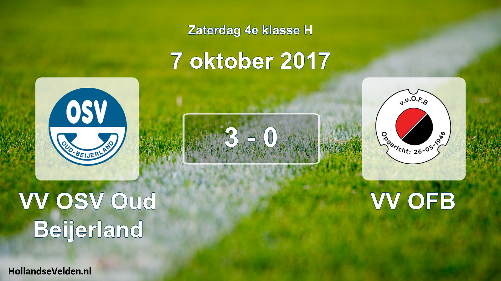 Total number of matches played: VV OSV Oud Beijerland - VV OFB 3 - 0 (7 October 2017)