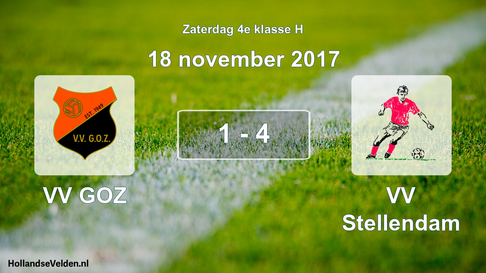 Total number of matches played: VV GOZ - VV Stellendam 1 - 4 (18 November 2017)