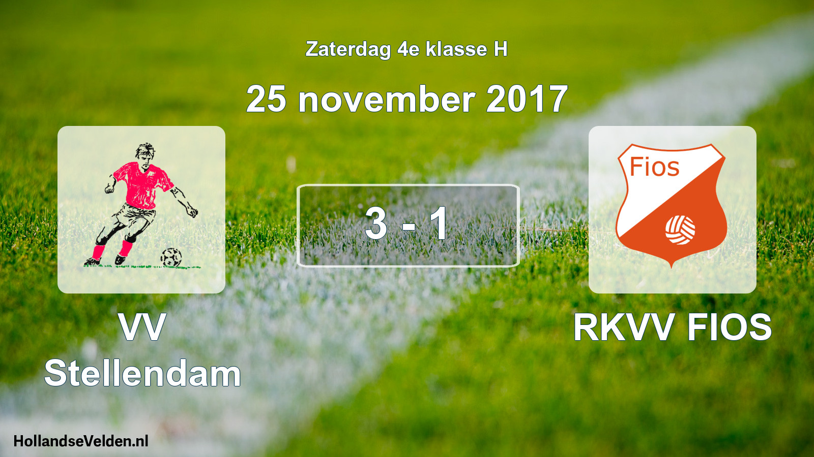 Total number of matches played: VV Stellendam - RKVV FIOS 3 - 1 (25 November 2017)