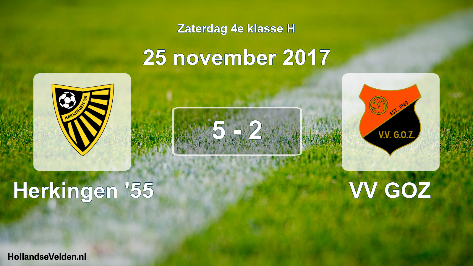 Total number of matches played: Herkingen '55 - VV GOZ 5 - 2 (25 November 2017)