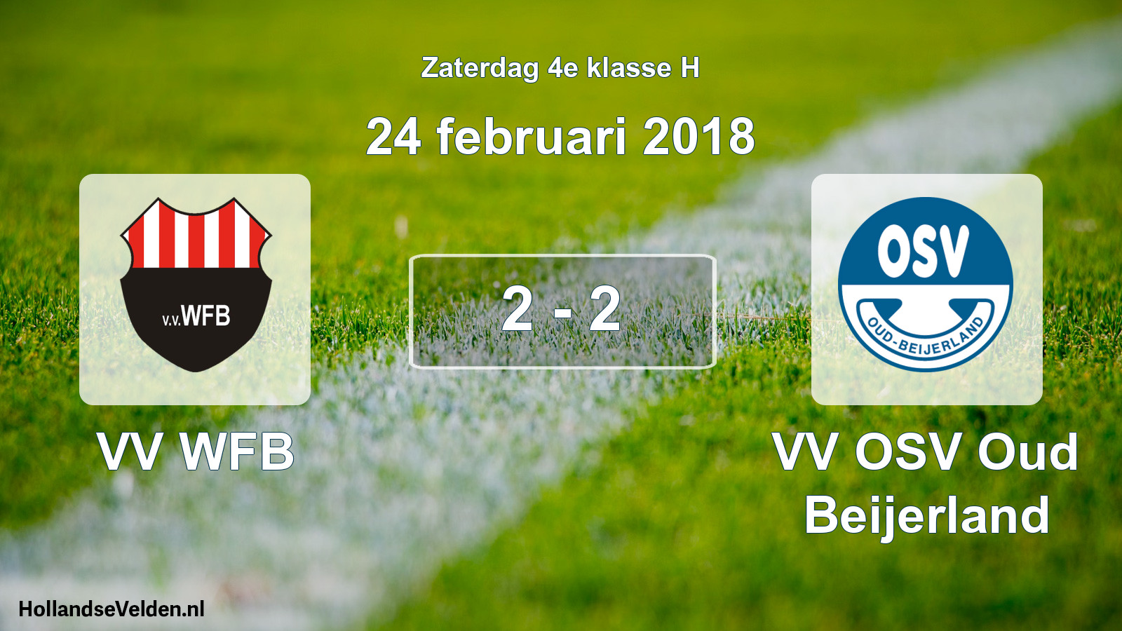 Total number of matches played: VV WFB - VV OSV Oud Beijerland 2 - 2 (24 February 2018)