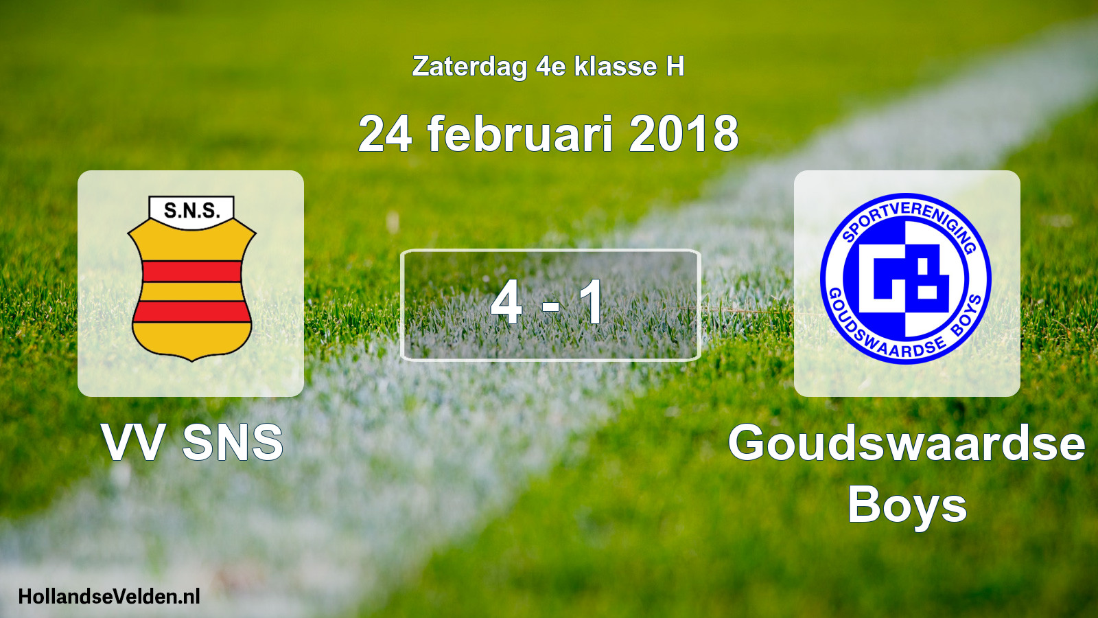 Total number of matches played: VV SNS - Goudswaardse Boys 4 - 1 (24 February 2018)