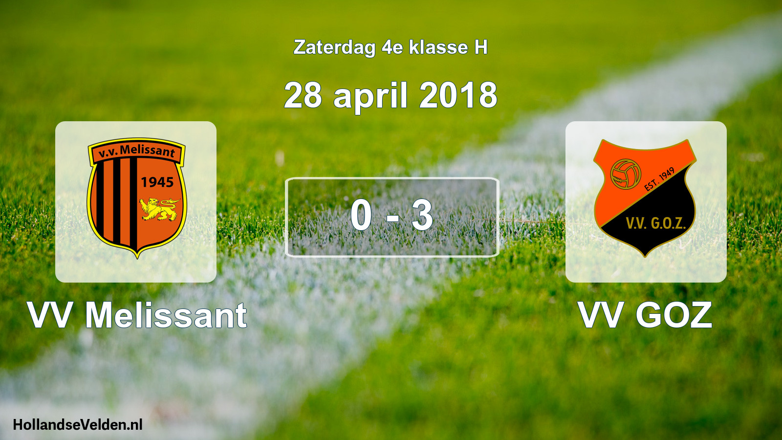 Total number of matches played: VV Melissant - VV GOZ 0 - 3 (28 April 2018)