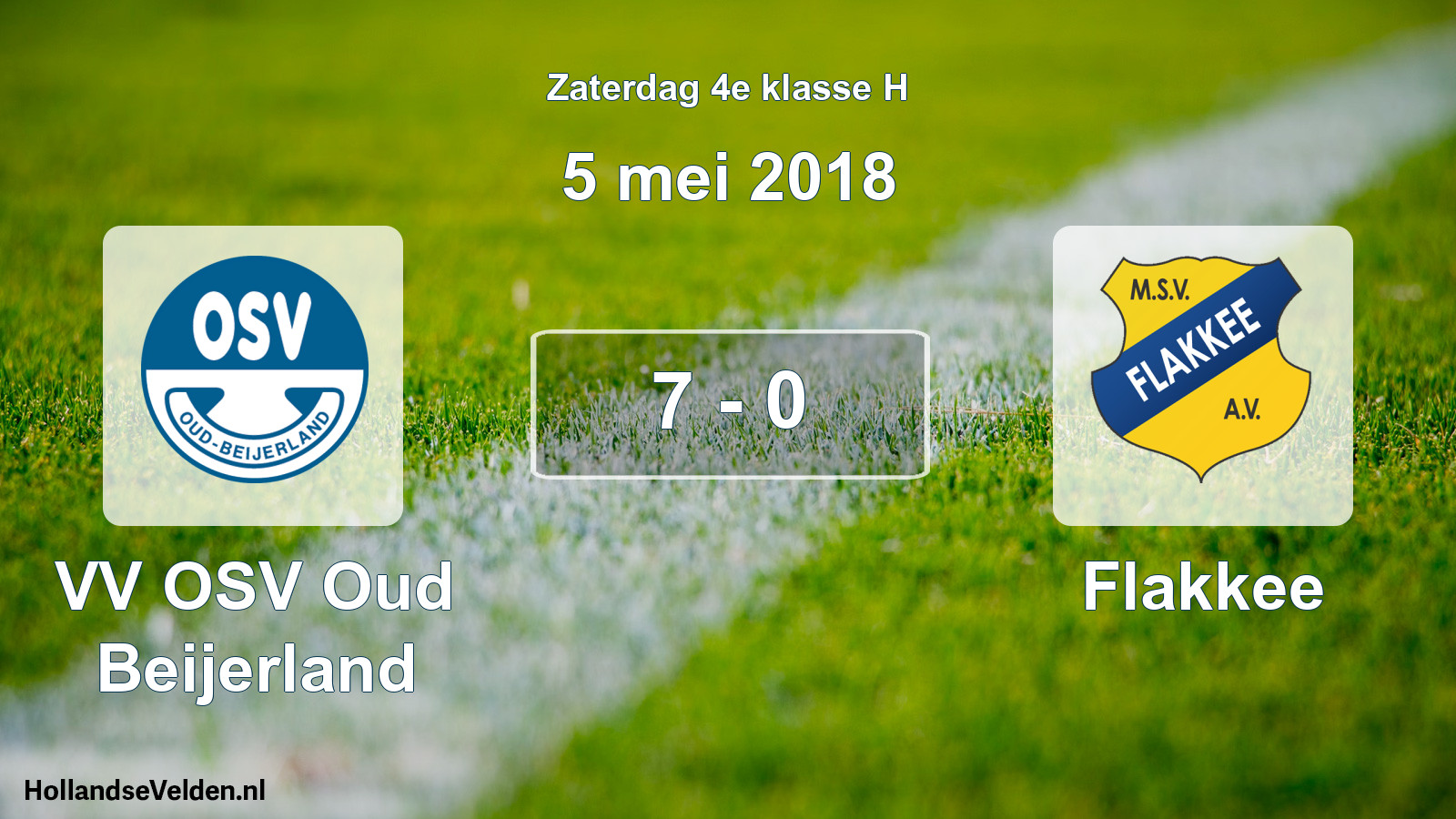 Total number of matches played: VV OSV Oud Beijerland - Flakkee 7 - 0 (5 May 2018)