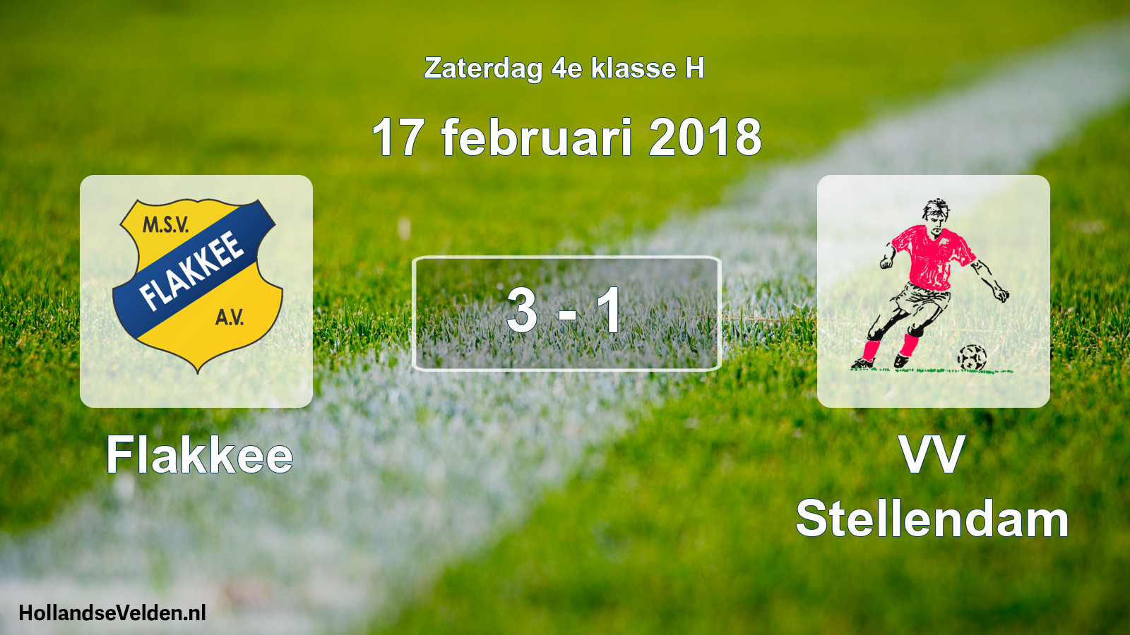 Total number of matches played: Flakkee - VV Stellendam 3 - 1 (17 February 2018)