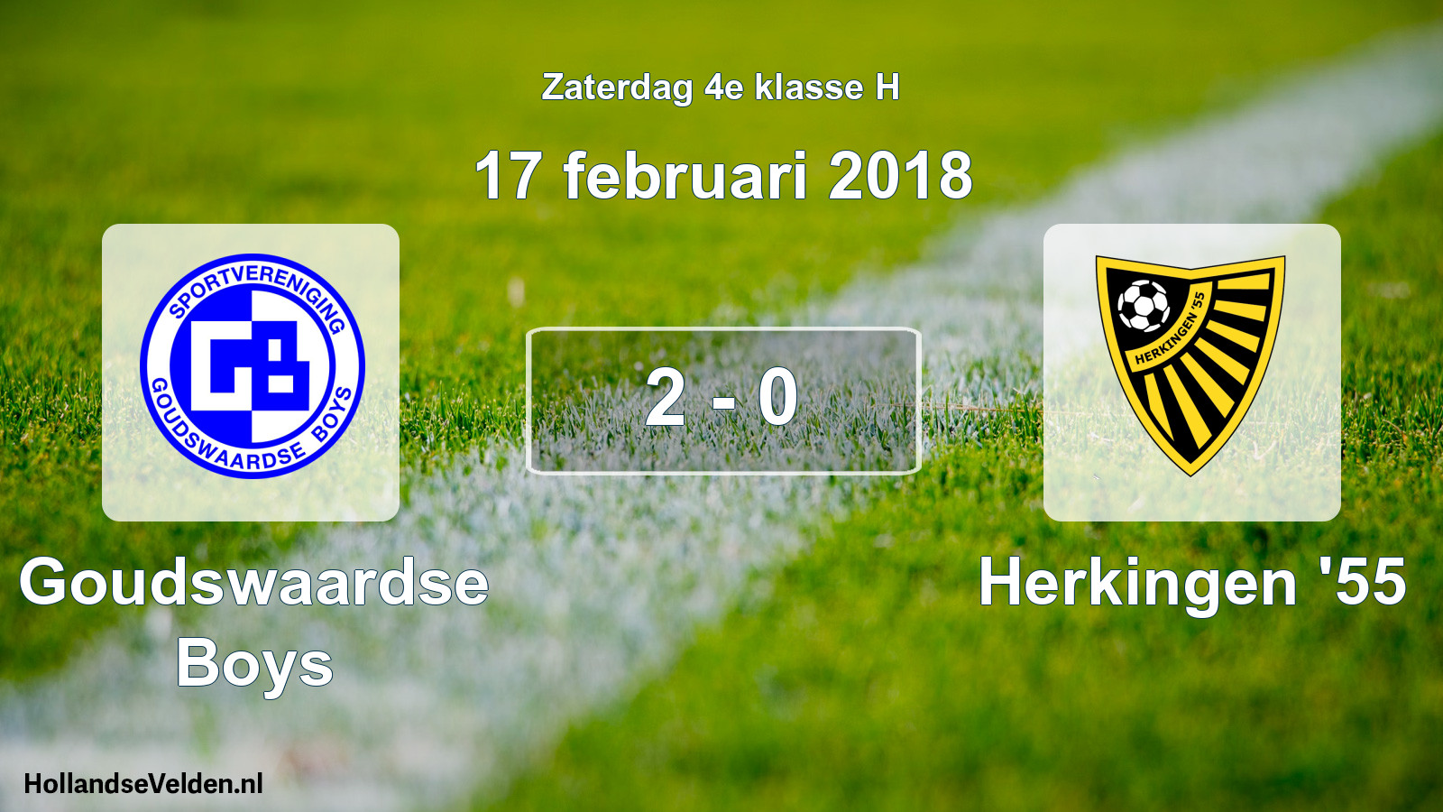 Total number of matches played: Goudswaardse Boys - Herkingen '55 2 - 0 (17 February 2018)