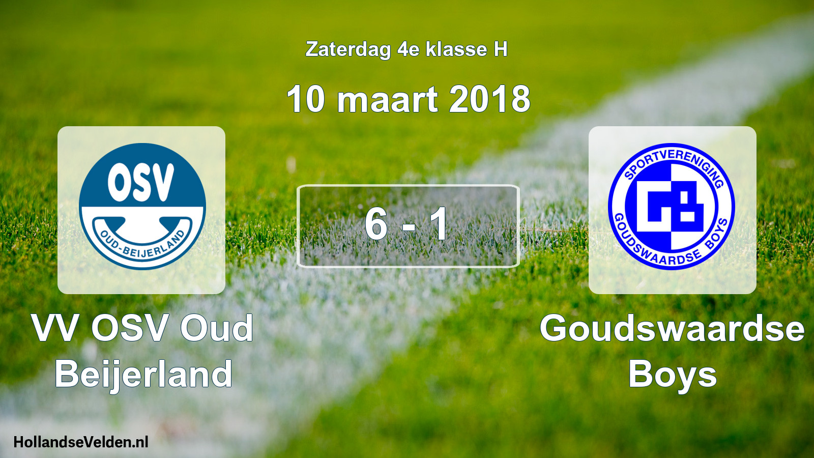 Total number of matches played: VV OSV Oud Beijerland - Goudswaardse Boys 6 - 1 (10 March 2018)