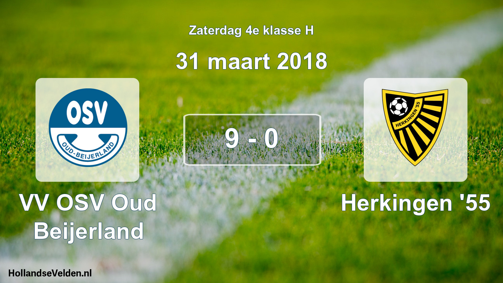 Total number of matches played: VV OSV Oud Beijerland - Herkingen '55 9 - 0 (31 March 2018)
