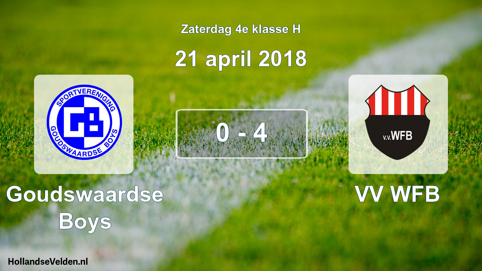 Total number of matches played: Goudswaardse Boys - VV WFB 0 - 4 (21 April 2018)