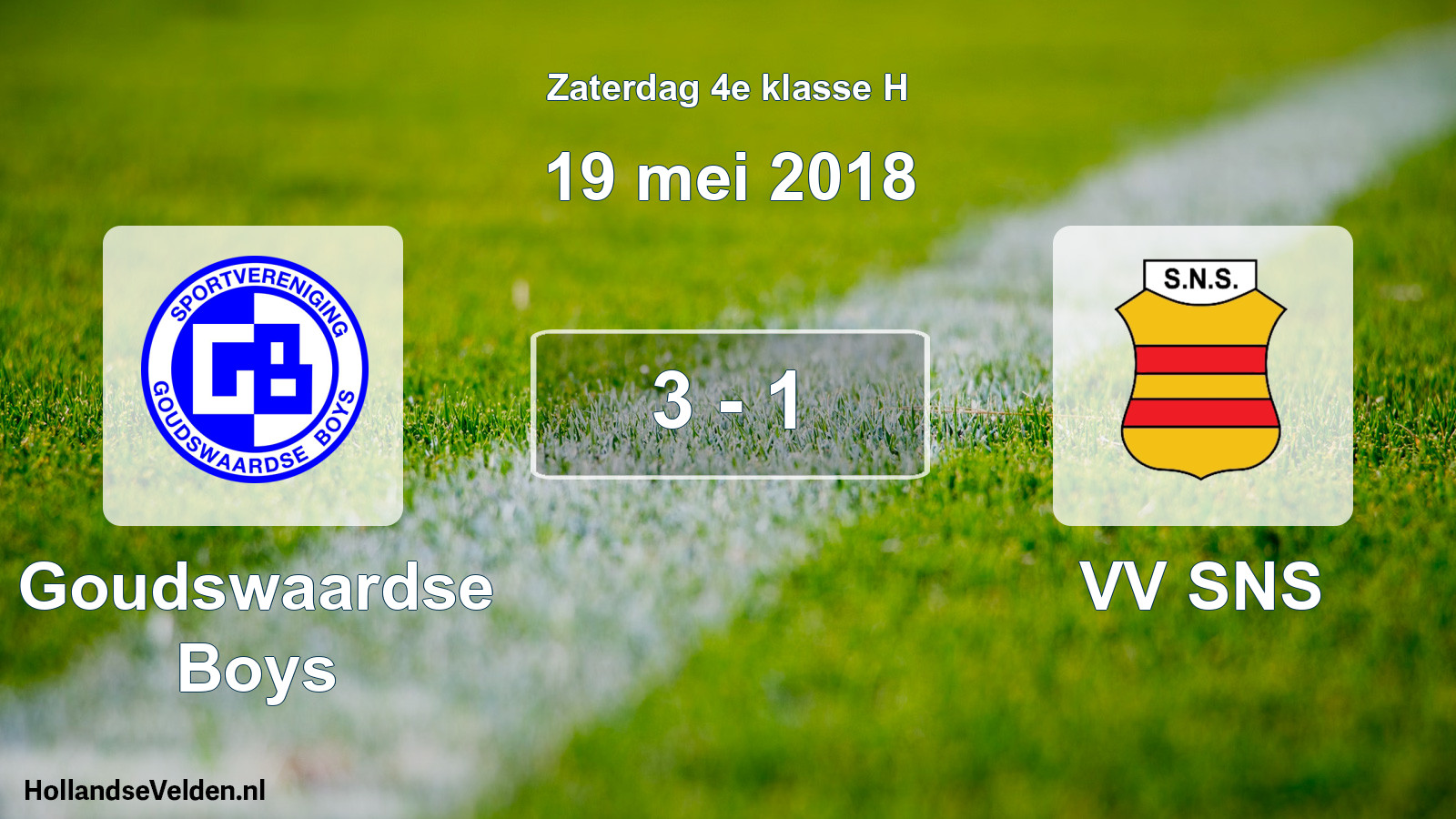Total number of matches played: Goudswaardse Boys - VV SNS 3 - 1 (19 May 2018)