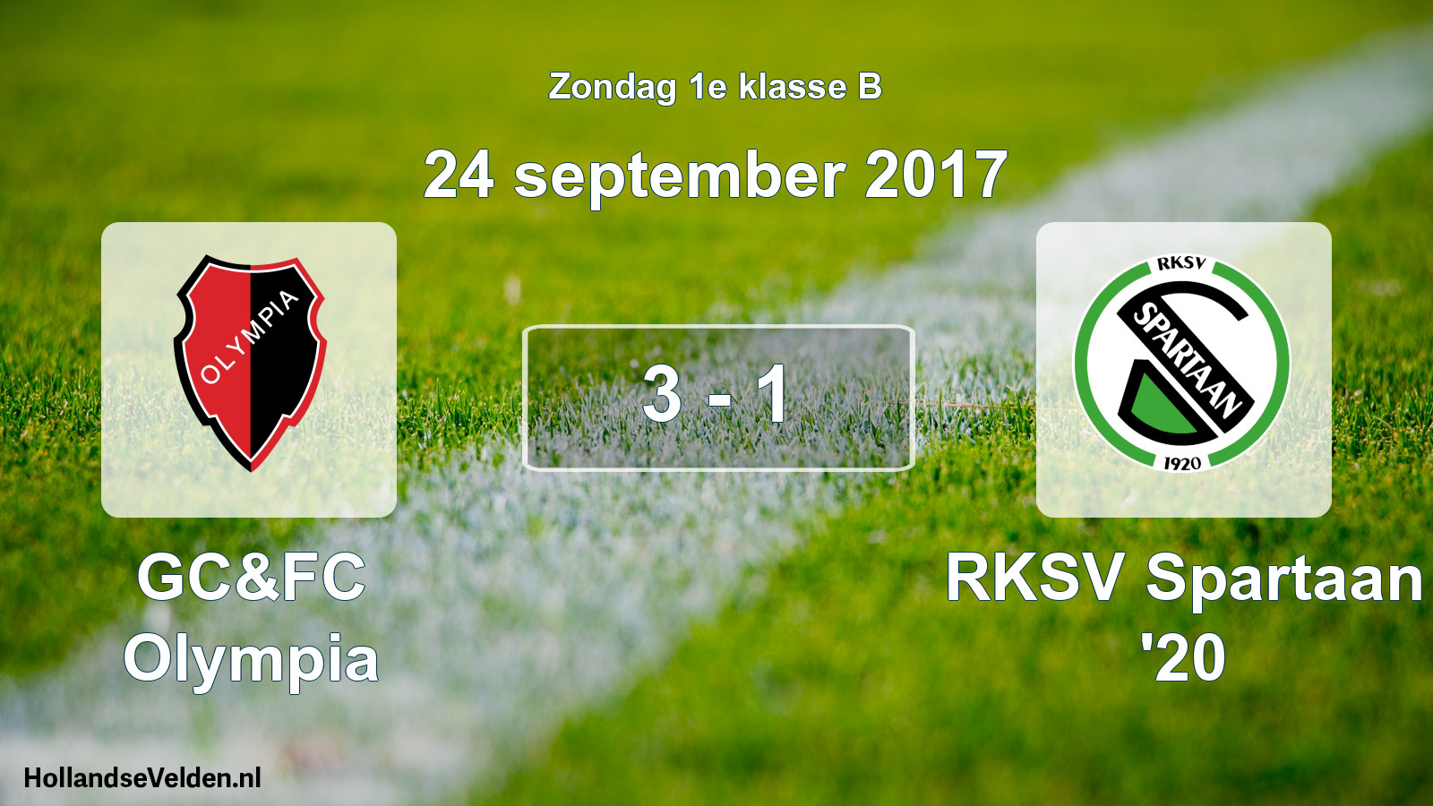 Total number of matches played: GC&FC Olympia - RKSV Spartaan '20 3 - 1 (24 September 2017)