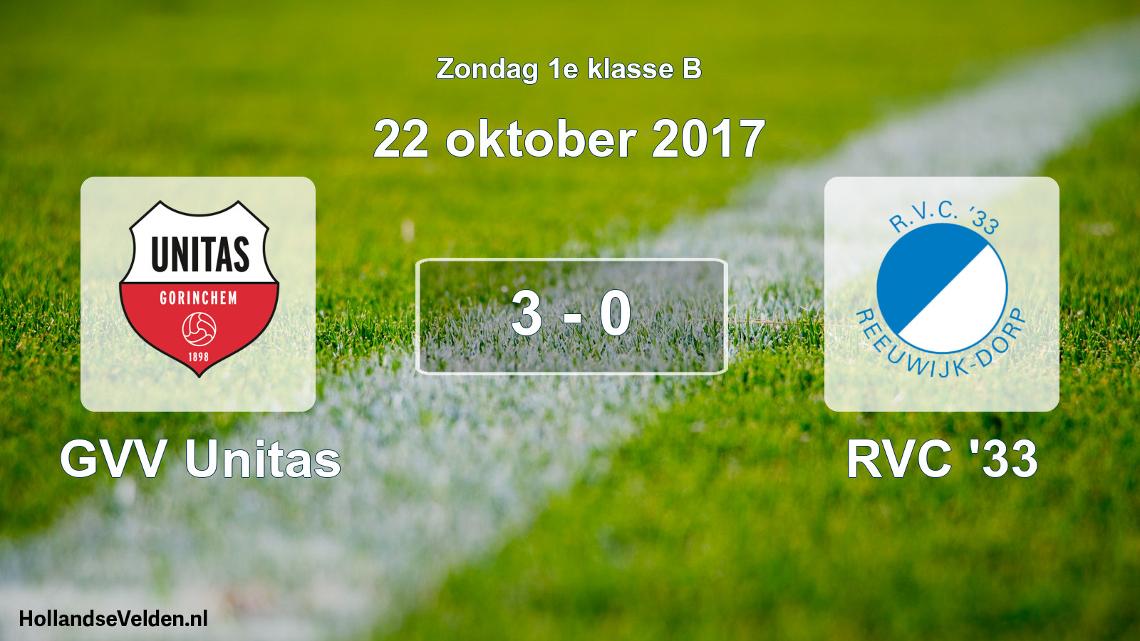 Total number of matches played: GVV Unitas - RVC '33 3 - 0 (22 October 2017)