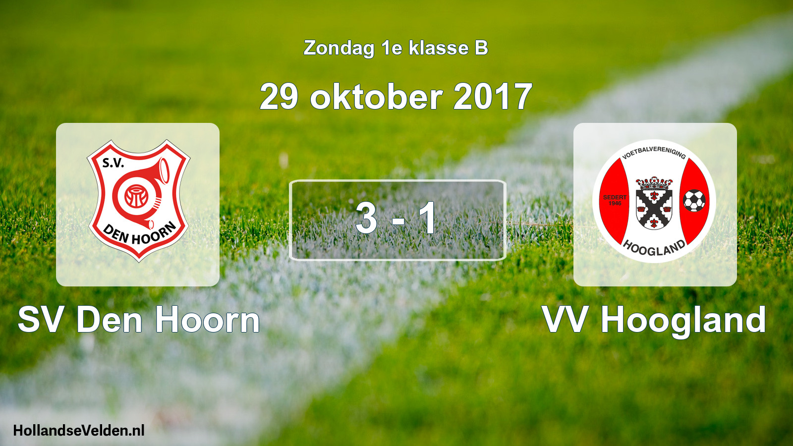 Total number of matches played: SV Den Hoorn - VV Hoogland 3 - 1 (29 October 2017)